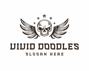 Skull Pirate Wings logo design