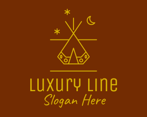 Camping Tent Line Art logo design