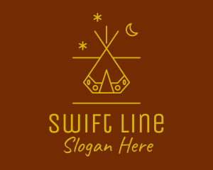 Camping Tent Line Art logo design