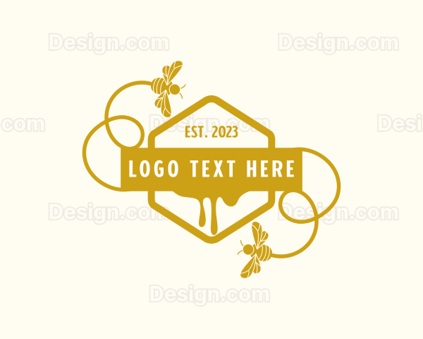 Organic Bee Hexagon Logo