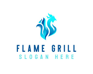 Flame Grill Chicken logo design