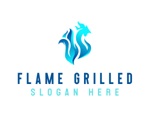 Flame Grill Chicken logo design