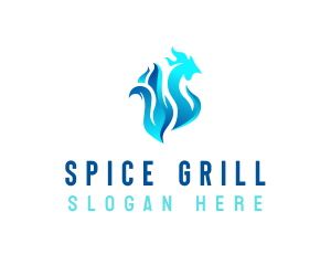 Flame Grill Chicken logo design