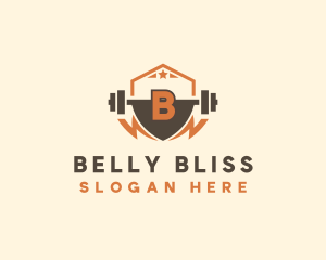 Fitness Barbell Bolt logo design