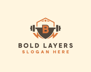 Fitness Barbell Bolt logo design