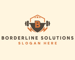 Fitness Barbell Bolt logo design