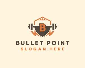 Fitness Barbell Bolt logo design