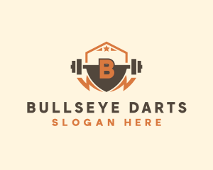 Fitness Barbell Bolt logo design