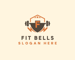 Fitness Barbell Bolt logo design