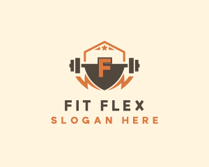 Fitness Barbell Bolt logo design