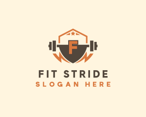 Fitness Barbell Bolt logo design