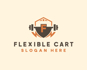 Fitness Barbell Bolt logo design