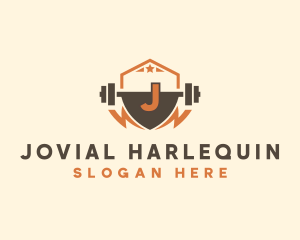 Fitness Barbell Bolt logo design