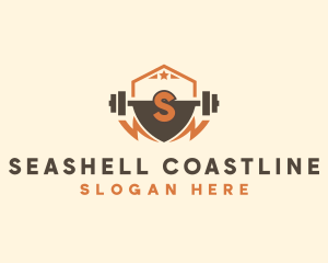 Fitness Barbell Bolt logo design