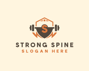 Fitness Barbell Bolt logo design