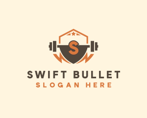 Fitness Barbell Bolt logo design