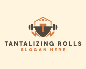 Fitness Barbell Bolt logo design