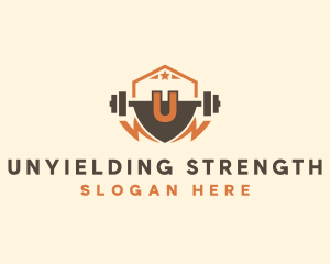 Fitness Barbell Bolt logo design