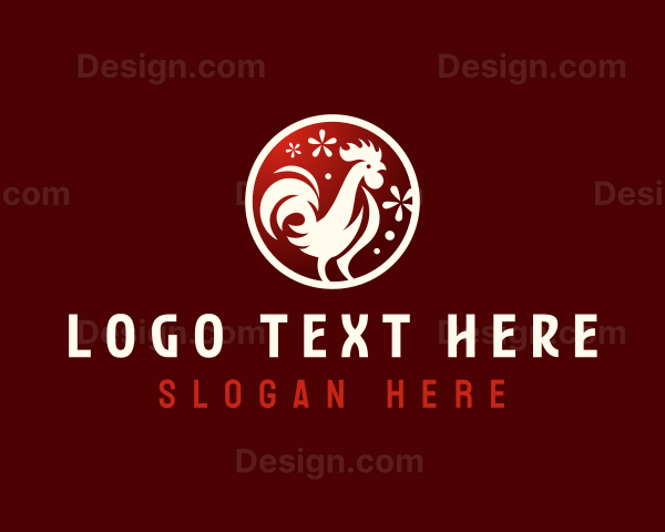 Rooster Zodiac Floral Logo