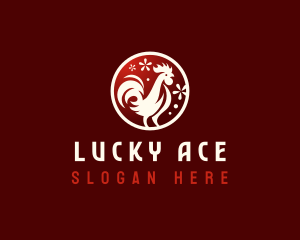 Rooster Zodiac Floral logo design