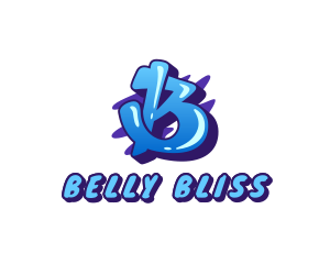 Blue Graffiti Letter B logo design