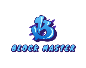 Blue Graffiti Letter B logo design