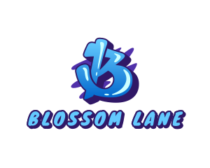 Blue Graffiti Letter B logo design