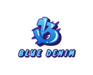 Blue Graffiti Letter B logo design