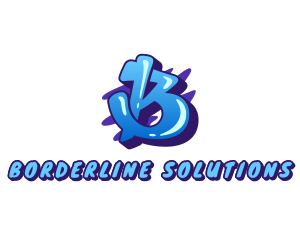 Blue Graffiti Letter B logo design