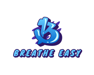 Blue Graffiti Letter B logo design