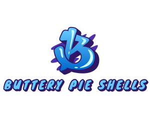 Blue Graffiti Letter B logo design