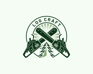 Chainsaw Logging Woodworking logo design