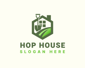 House Garden Shovel logo design