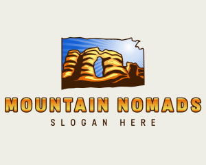 Kansas Map Mountains logo design