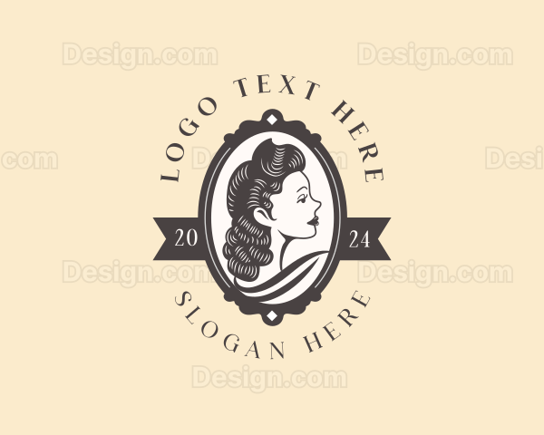 Retro Beauty Woman Portrait Logo