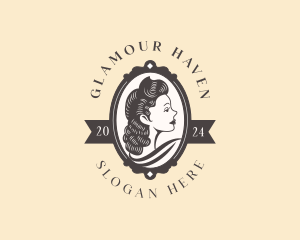 Retro Beauty Woman Portrait Logo