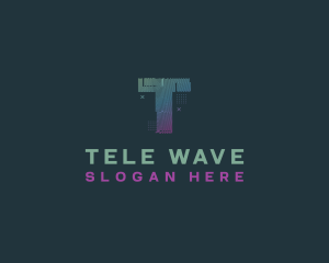 Modern Glitch Letter T logo design