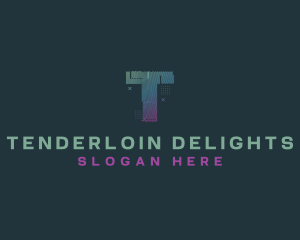 Modern Glitch Letter T logo design