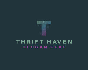 Modern Glitch Letter T logo design