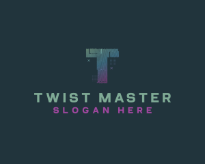 Modern Glitch Letter T logo design