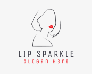 Beauty Lips Woman Line logo design