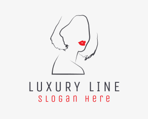 Beauty Lips Woman Line logo design