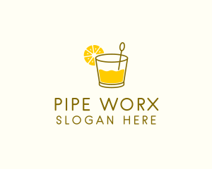 Lemon Cocktail Drink logo design