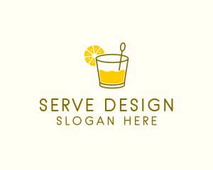 Lemon Cocktail Drink logo design