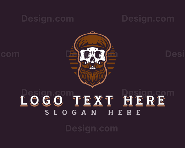 Beard Skull Hipster Logo