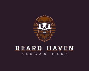 Beard Skull Hipster logo