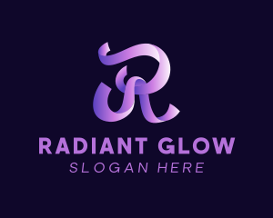 Gradient Ribbon Letter R logo design