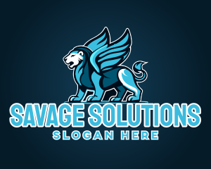 Winged Lion Mascot logo design