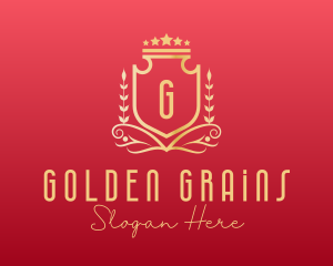 Golden Wreath Shield logo design