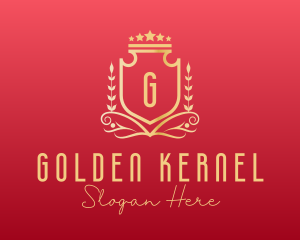 Golden Wreath Shield logo design